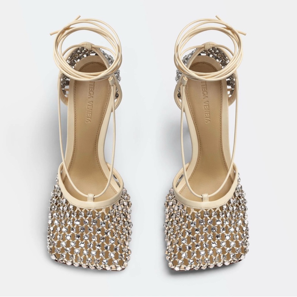 Bottega Veneta Beige Crystal Embellished Women's Shoes